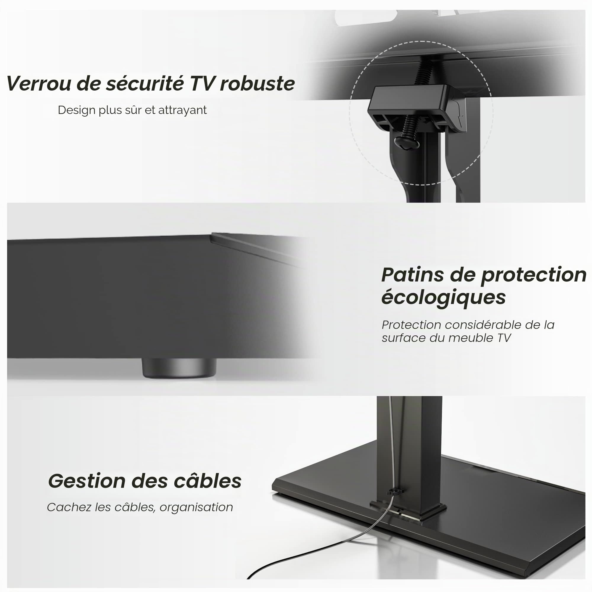 FITUEYES Support TV sur Pied, en Fer, 50-80 Pouces, VESA 800 x 400 mm