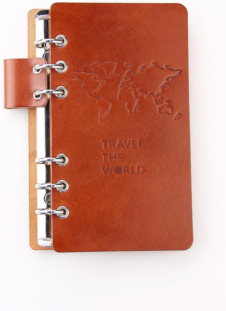 [Laberush] システム手帳 バイブルサイズ 本革 2025年 6穴 バインダー ノート ペンホルダー付き レザー メモ帳 ビ