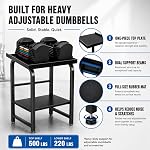 Rack réglable pour douille de poids lourd, 500LBS Capacité supérieure Poids Stand, 2-Tier Plateau solide Kettlebell Rangement rack, anti-dérapant base espace-sauvetage organisateur de poids pour garage de gymnastique à domicile (Rack seulement, pas de bulbes)