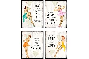 Rustic Shabby Chic Bathroom Decor - Wall Art Set