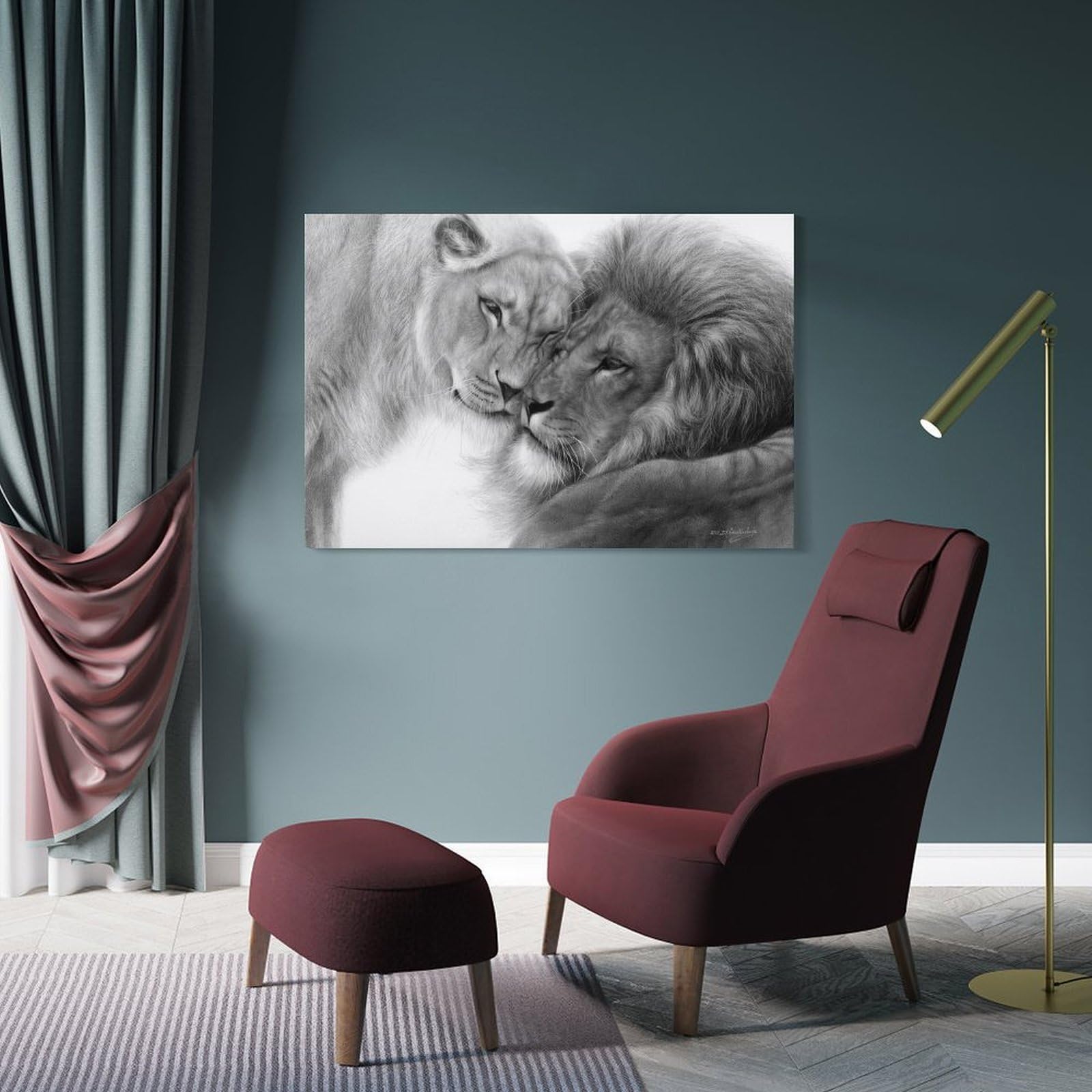 Junmoney Frame-Style-21-1 Decorative Wall Artwork Endearment, 24X36inch(60X90cm), For Sofa Walls, Lounge Or Home Corners, Modern Wall Decor For Cosy Interiors