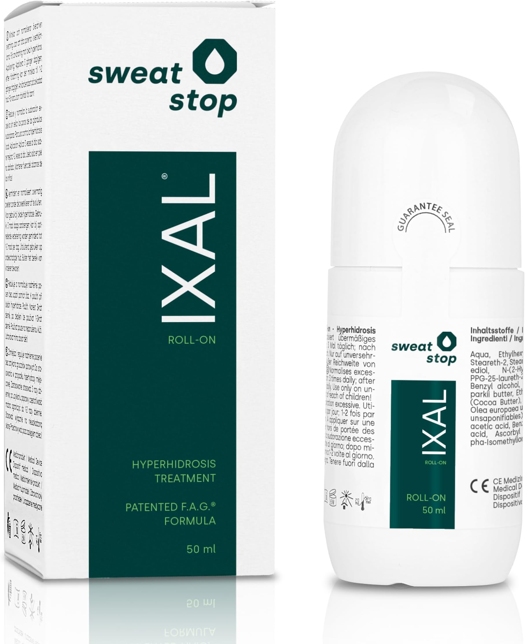 Roll-On 50ml Antiperspirant against Excessive Underarm Sweating & Hyperhidrosis - Patented Aluminium-Free Formula