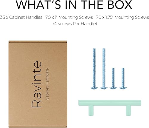 Miniatura 59 de Ravinte - 30 manijas de acero inoxidable para armario de cocina, 5 pulgadas de largo, agujero de 3 pulgadas, rosado