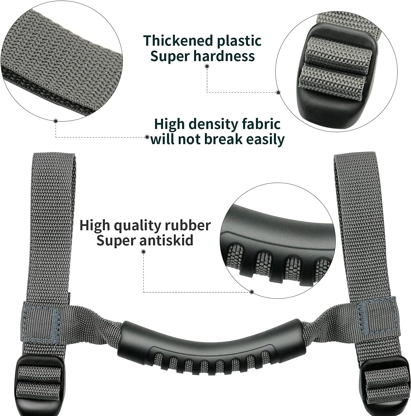 4 Pcs Roll Bar Grab Handles Grey Grip Handle for Jeep Wrangler (1987-2026) image 3