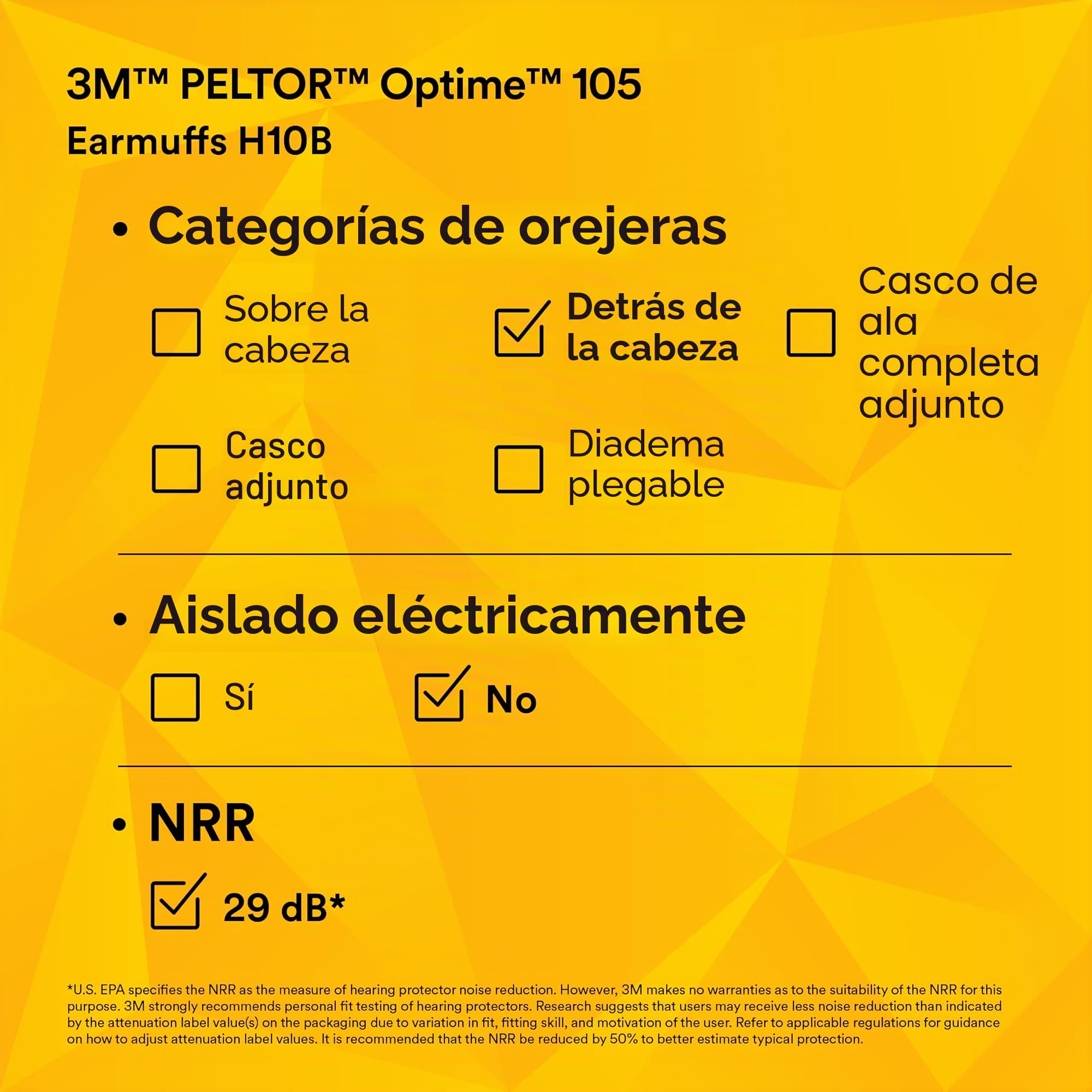 3M Peltor Optime 105 - Orejeras con banda para el cuello, protectores de oído, protección auditiva, NRR 29 dB