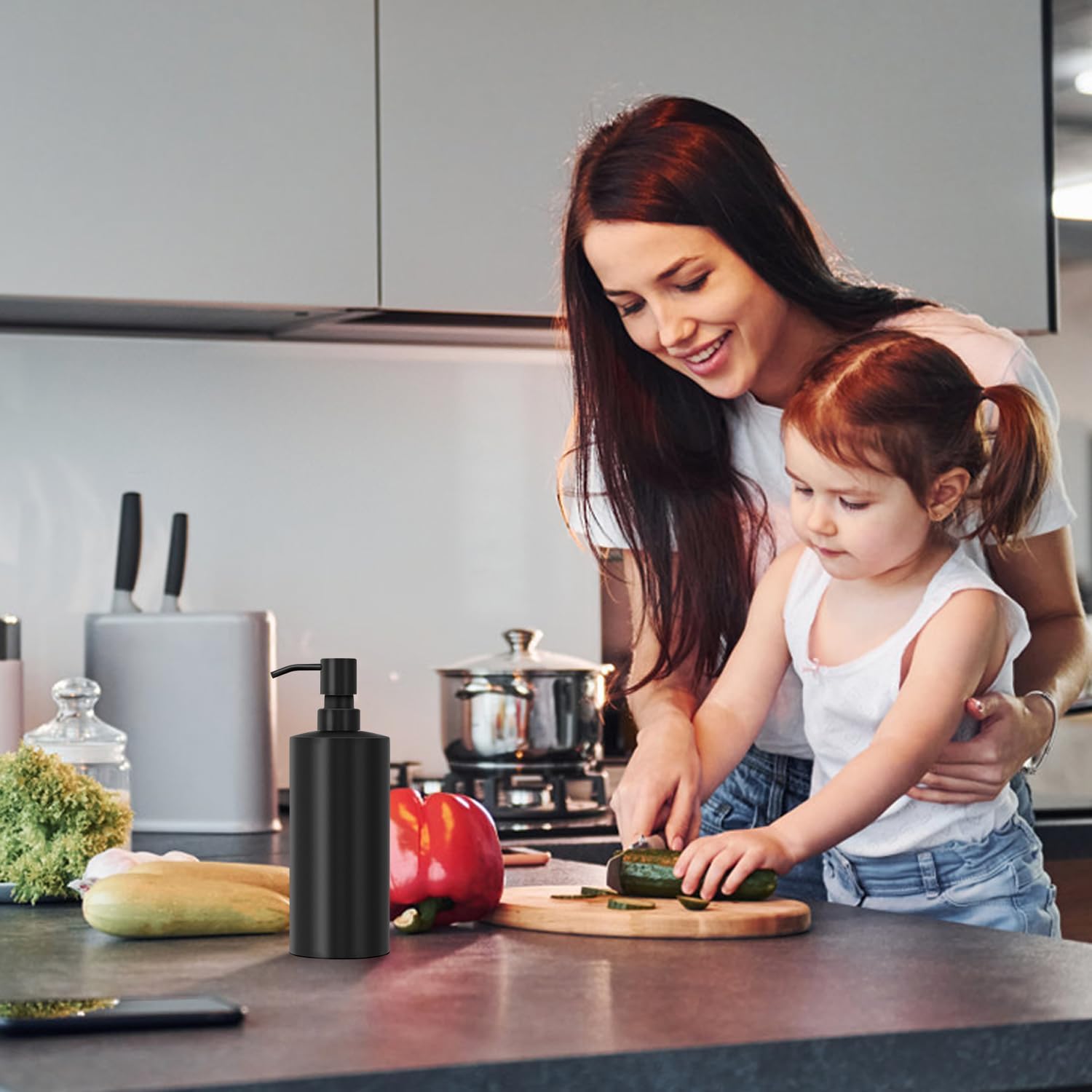 ARKTEK Large Stainless Steel Countertop Soap Dispenser Matte Black- Rust and Leak Proof Liquid Hand Soap Pump Bottle for Kitchen, Bathroom and Countertop Hand Dish Lotion (20 Oz / 600ml) - Image 9