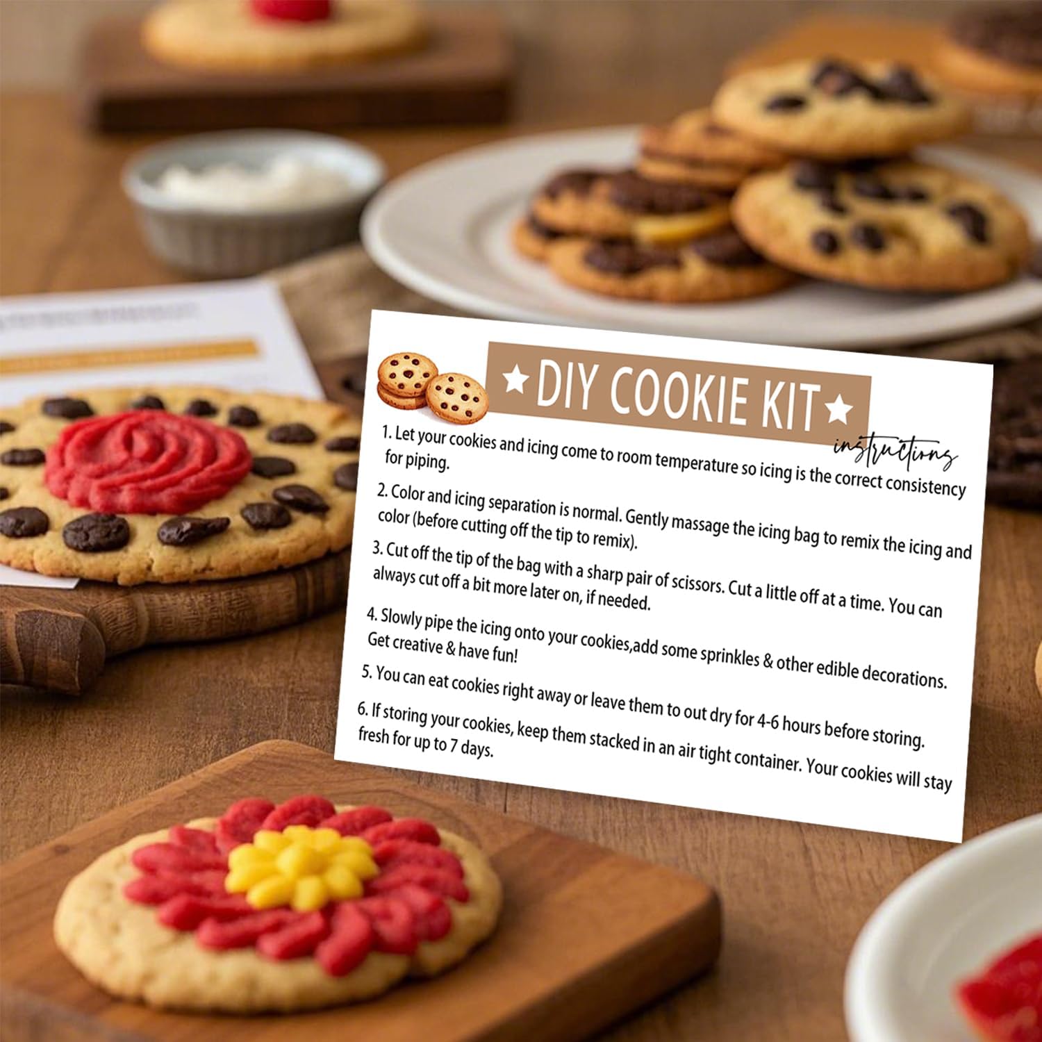 30-Pack DIY Cookie Kit Instruction Cards 4 × 6 Inches Homemade Cookie Guide Cards Baking Instructions Tips Cards Cookie Making Steps for Cookie Baking Tips