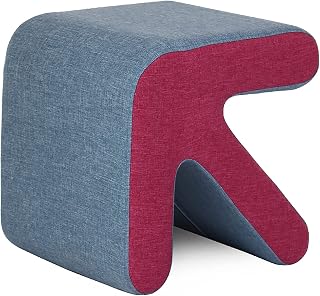Creative Shoe Changing Stool,Modern Foot Stool Ottoman Accent Seat,Solid Wood Footrest Sofa Stool for Entryway Living Room Bedroom-B(Linen) 33x31x33cm(13x12x13inch) Hopeful