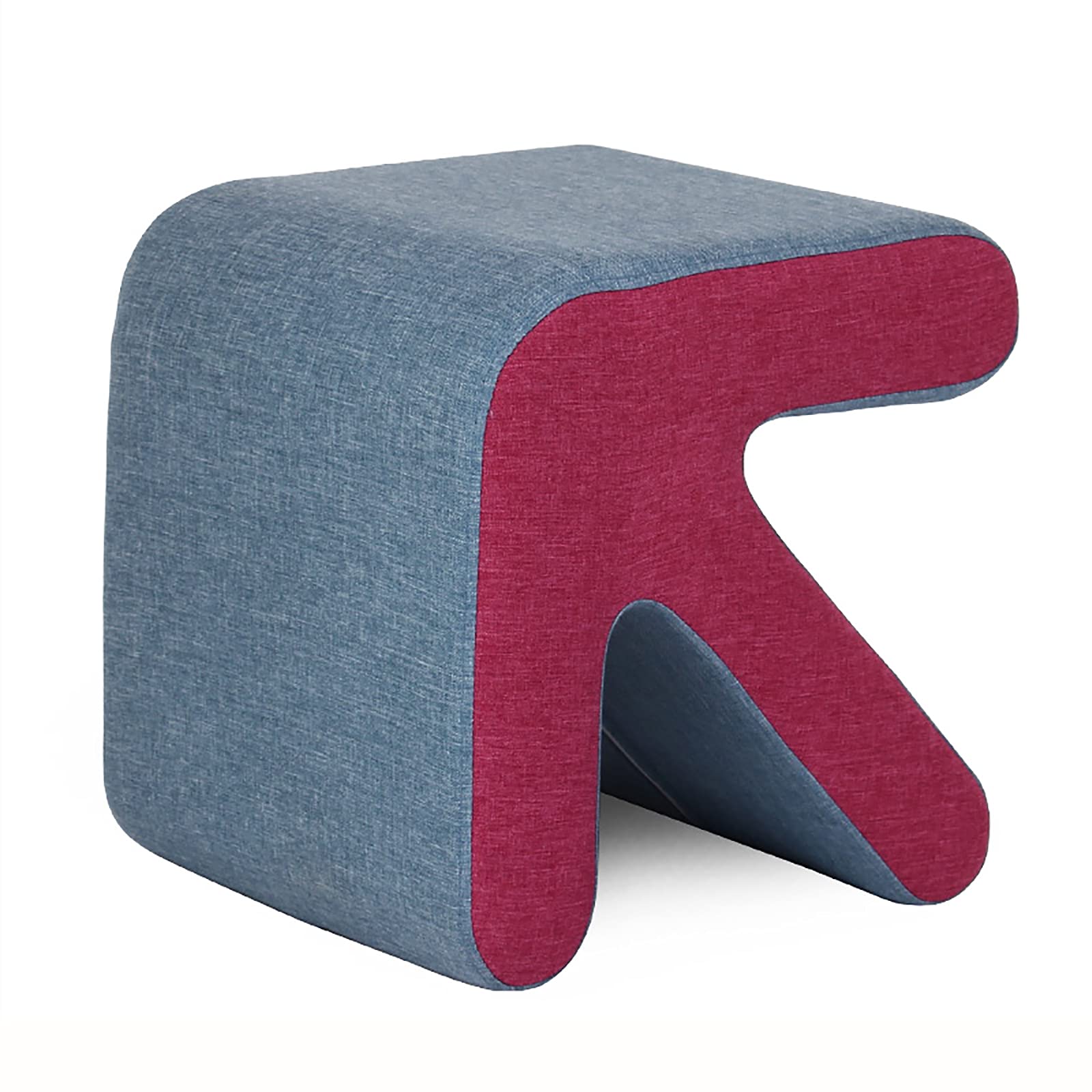 Tabouret d'appoint moderne en lin et structure bois noble