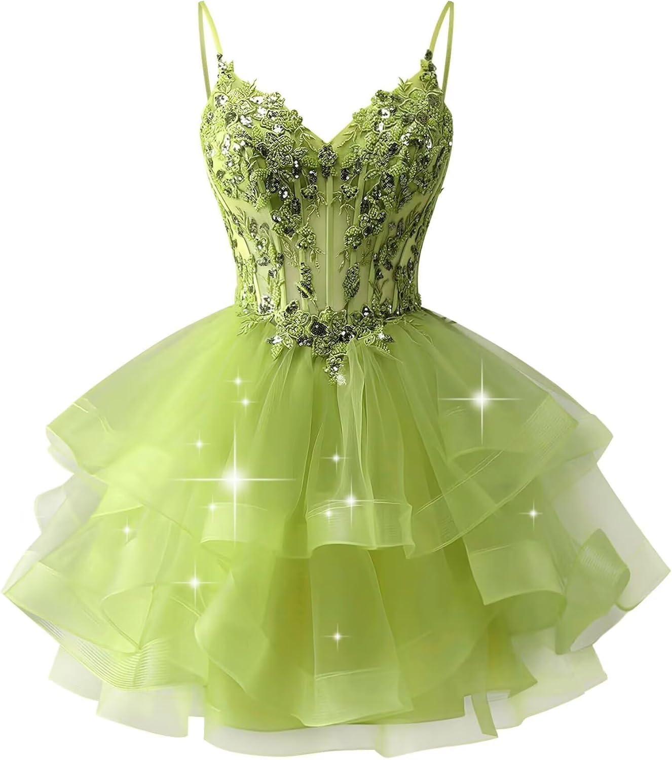 Sparkly Tiered Lace Tulle Homecoming Dresses 2025 Lace Applique Short Prom Dress for Teens Quinceanera DAMA Dress