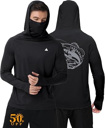 ZITY Hooded Shirts for Men with Face Mask Fall Lightweight Sun Protection