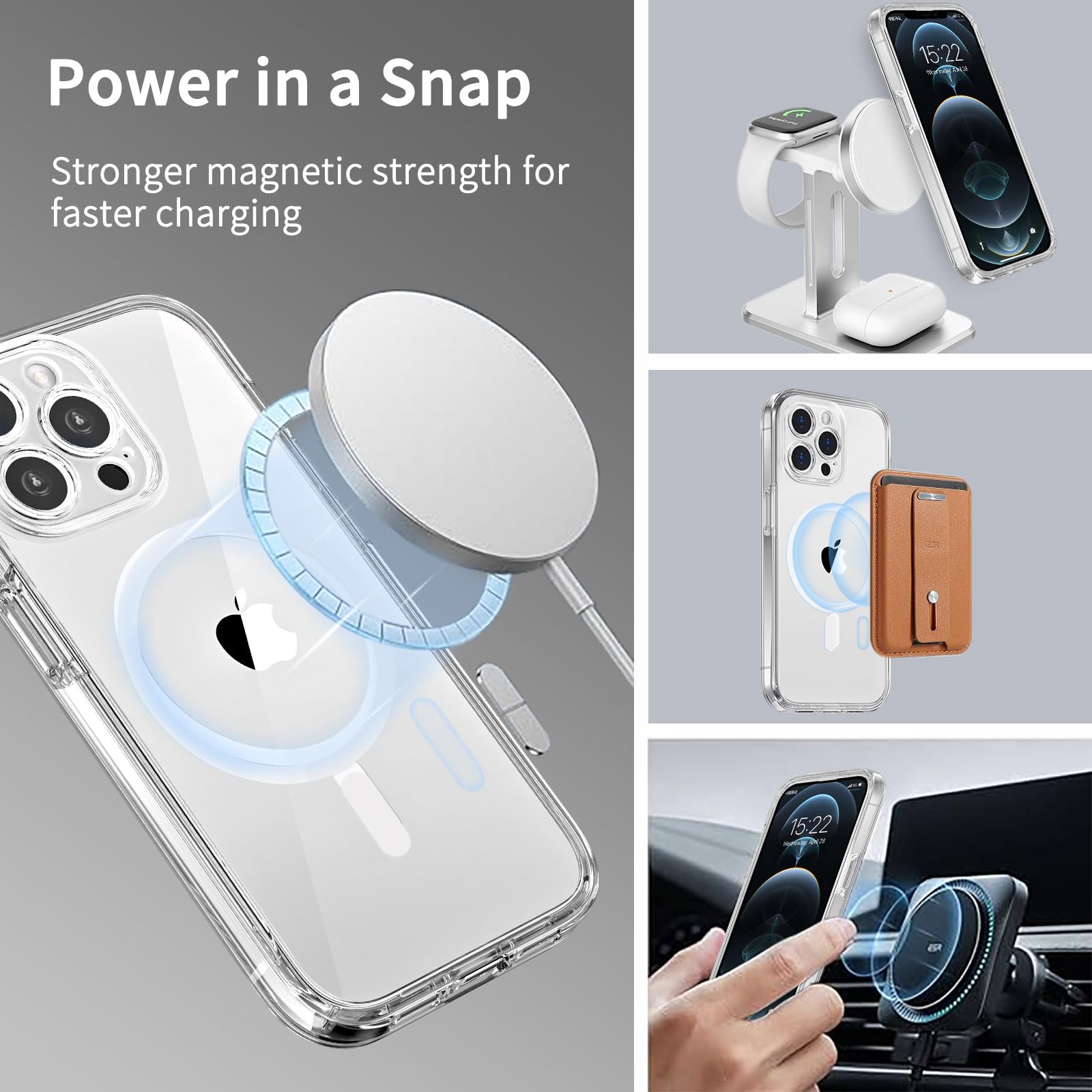 COOLQO Funda magnética para iPhone 12 Pro Max [compatible con MagSafe] [6 en 1], 2X [protector de pantalla + protectores de lente de cámara] [protección de grado militar de 12 pies] a prueba de