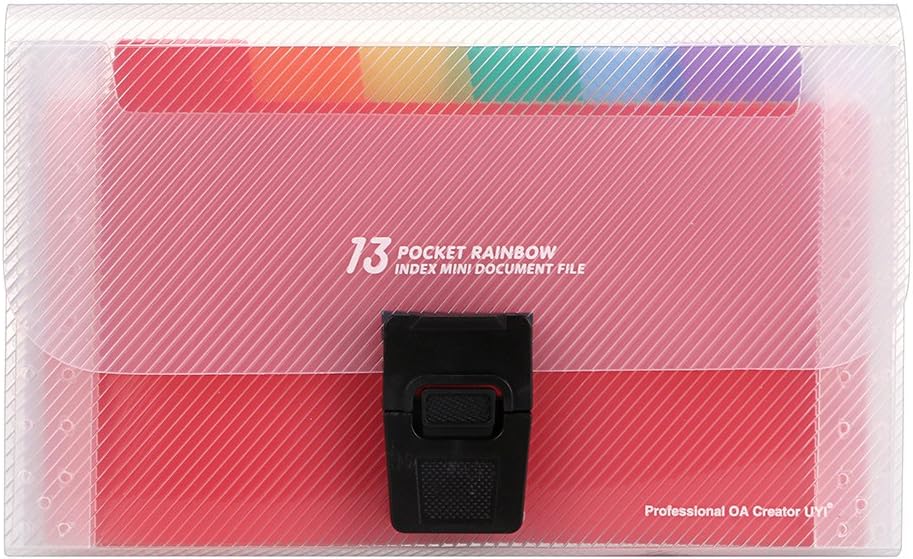 IGNPION A6 13 Pockets Mini Expanding File Accordion File Folder Receipt Organiser File Pockets Folder Bills Document Wallet for Office, Home or School-18cm x3cm x 11cm