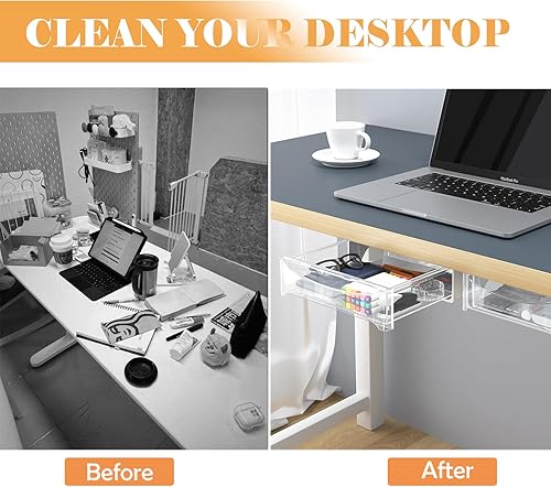 Miniatura 5 de Organizador de cajones para debajo del escritorio, organizador de cajones oculto autoadhesivo debajo del escritorio, almacenamiento debajo de la