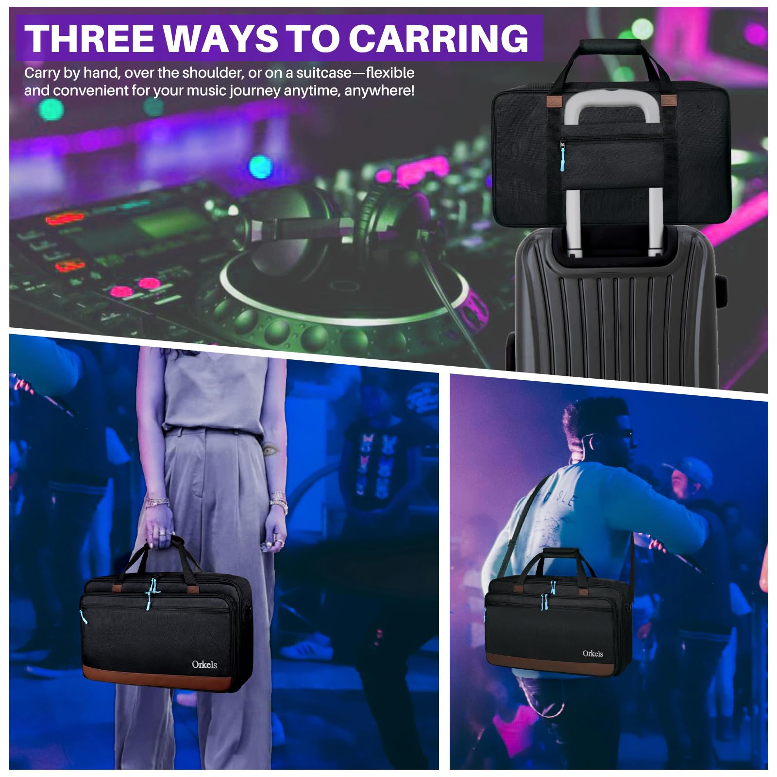 SUNDOY Custodia per controller DJ Pioneer/Demo/Numark/Hercules, Nero , L-73x15x41-CM, Borsa per il trasporto del controller DJ