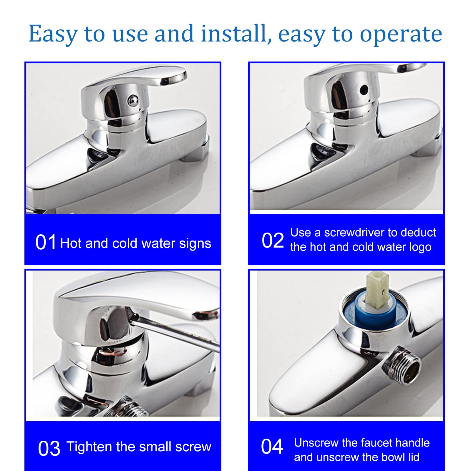 2 Stk Wasserhahn Griff, Hahn Ersatzteile Universal 40mm Kartusche | mit Knopf und Stellschraube für Küche Bad Wassertemperatur und Wasserdurchfluss Einstellen