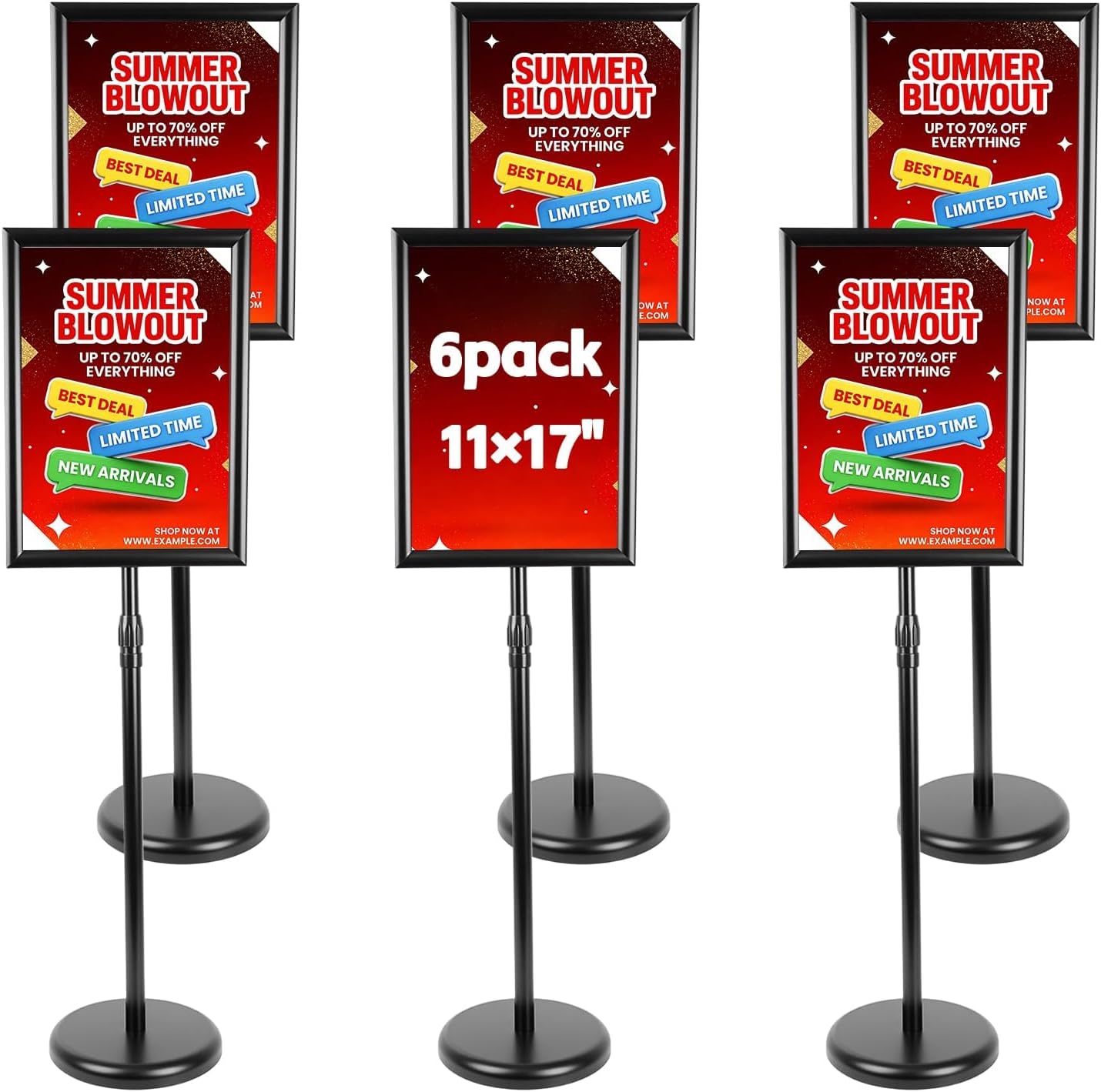 6 Pack 11 x 17 Inch Pedestal Poster Sign Stand, Adjustable Sign Holder