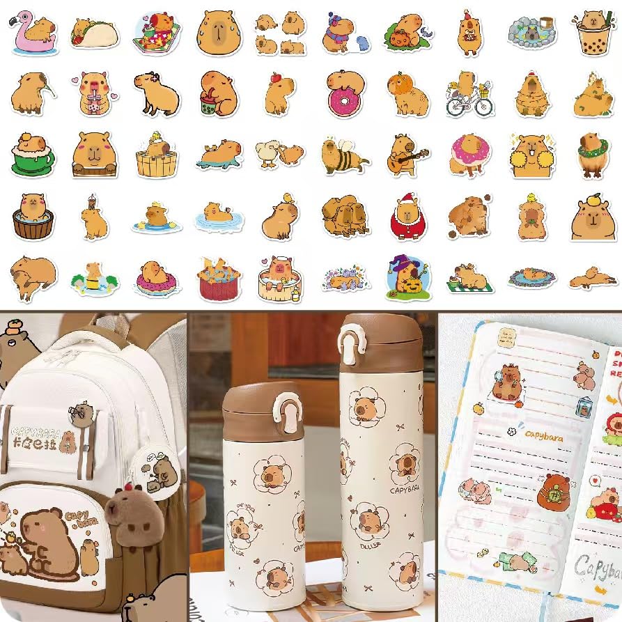 Zestaw 30 przyborów szkolnych Capybara, urocze przybory szkolne, długopisy, notatniki, karteczki samoprzylepne, ołówek mechaniczny, ołówek, uchwyt na identyfikator ze smyczą, gumki