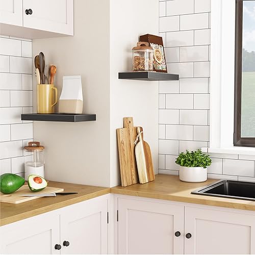 Miniatura 4 de HOOBRO Estantes flotantes para pared, juego de 2, estantes colgantes de 15.7 pulgadas con soportes invisibles, para pared en baño, dormitorio