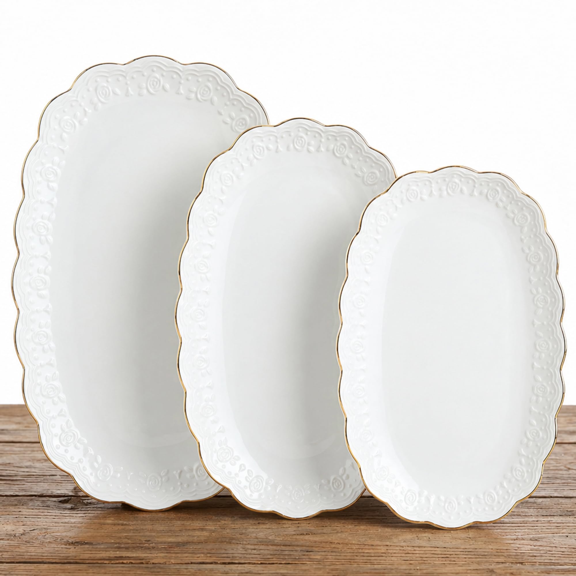 Amazon.com | Kassel Ceramic Serving Platter Set | 14”/12”/10” Oval