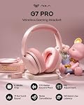 EPOMAKER X Aula G7 Pro Wireless Gaming Headset, Dual Mode BT5.3 & 2.4GHz, 7.1 Surround Sound, 80+ Hour Battery, RGB Light, with Noise Canceling Mic for PS5, PS4, Switch, PC (Pink)