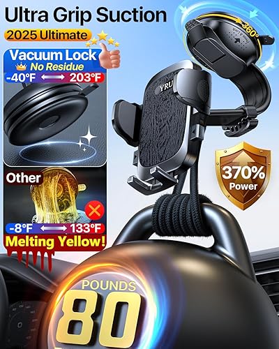 Miniatura 2 de YRU Soporte de teléfono para automóvil Brazo de aluminio ajustable y flexible para 2025 Soporte de teléfono celular para salpicadero del automóvil,