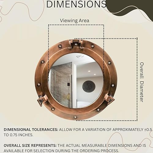 Miniatura 1 de Nagina International Ojo de buey de buey náutico de cobre antiguo de alta calidad  Auténtico atractivo rústico Espejos y ventanas (espejo, 17