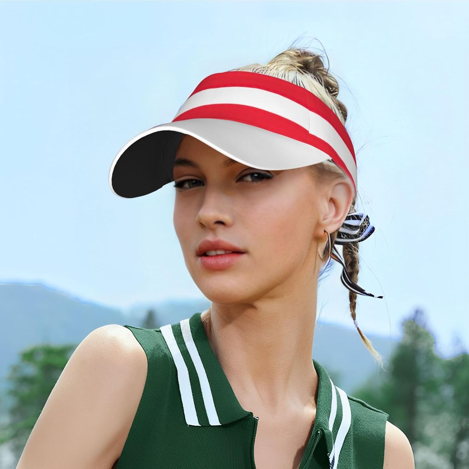 Print Sports Sun Visor Hats Adjustable Adult Sunscreen Visor Cap for Men Women. Black