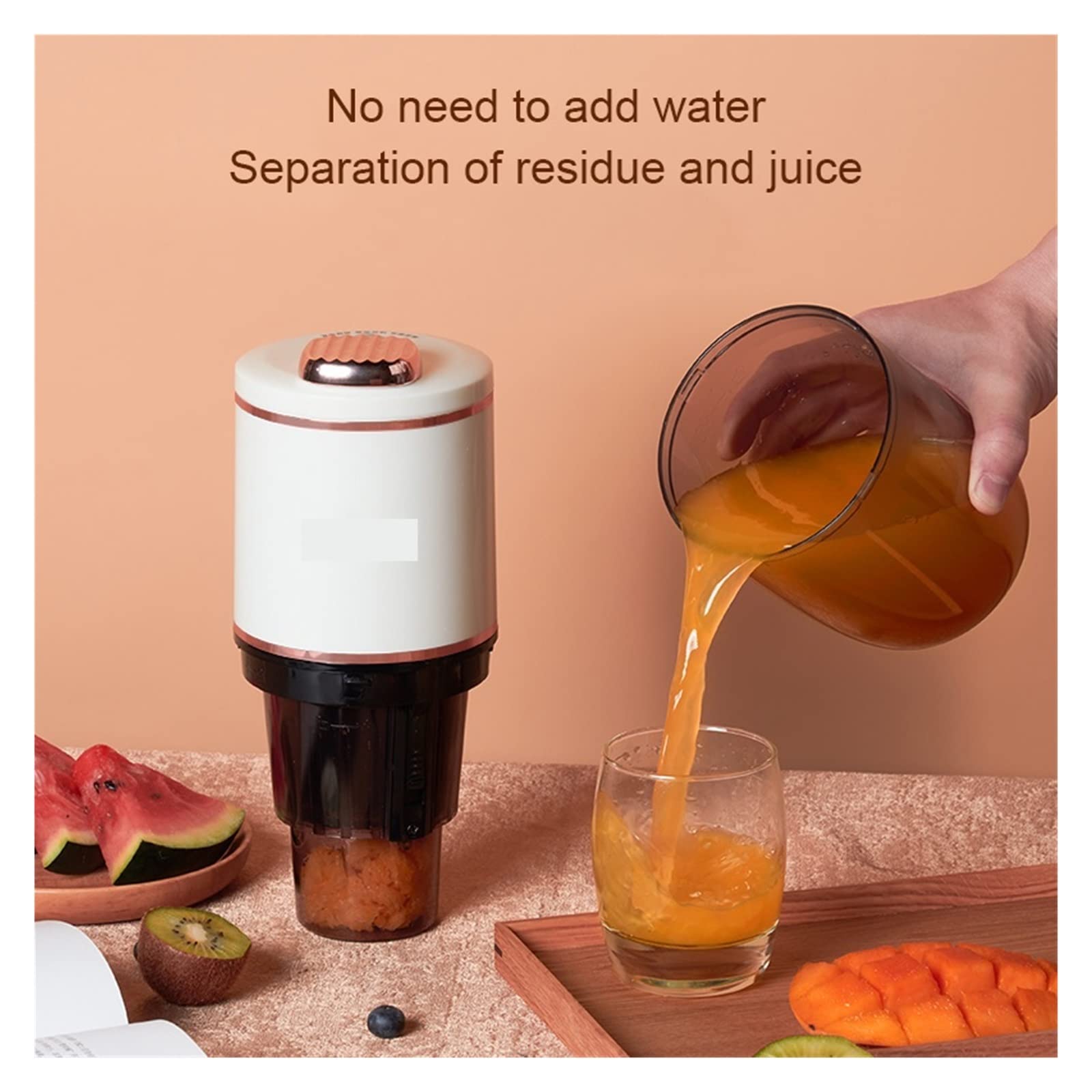 Exprimidor eléctrico Lento de Tornillo, Extractor de Prensa en frío, licuadora portátil, exprimidor de Frutas y Verduras, exprimidor de Zumo de Naranja (ingenio)