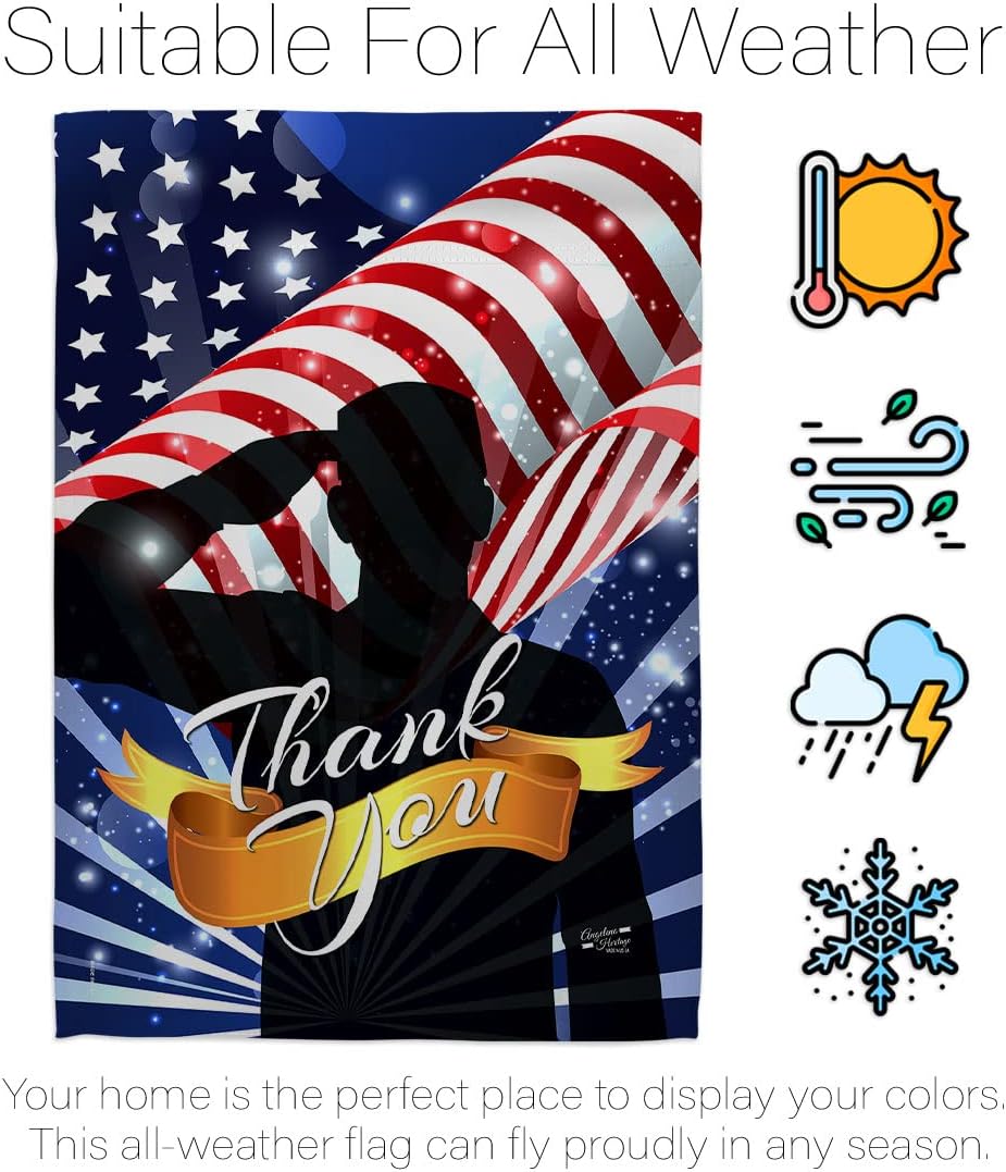 Thank You Americana - Everyday Military Impressions Decorative Vertical House Flag 28" x 40" Printed in USA