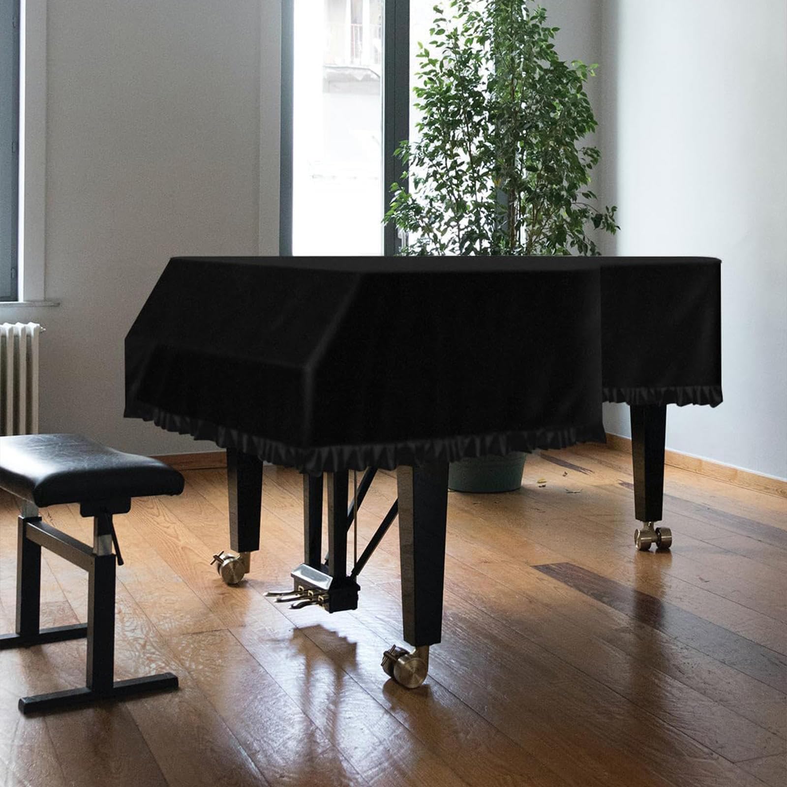 Klavierabdeckung, Leichte, Luxuriöse, Weiche Und Hochwertige Oberfläche Kleine Klaviertastatur-Abdeckung Staubdichte Dekoration Klavierabdeckungen,Black-190-200cm