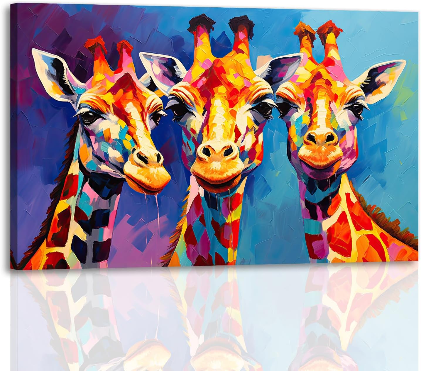 GLOKAKA Giraffe Canvas Wall Art Colorful Animal Pictures Print Graffiti Wildlife Painting Modern Artwork for Living Room Bedroom Home Office Wall Decor(Artwork-1,12"x18")