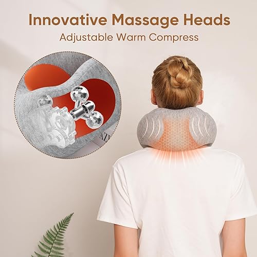 Miniatura 5 de Howdy Shiatsu Masajeador de cuello con calefacción 2026 actualizado, almohada térmica inalámbrica para aliviar el dolor de tejido profundo, regalo