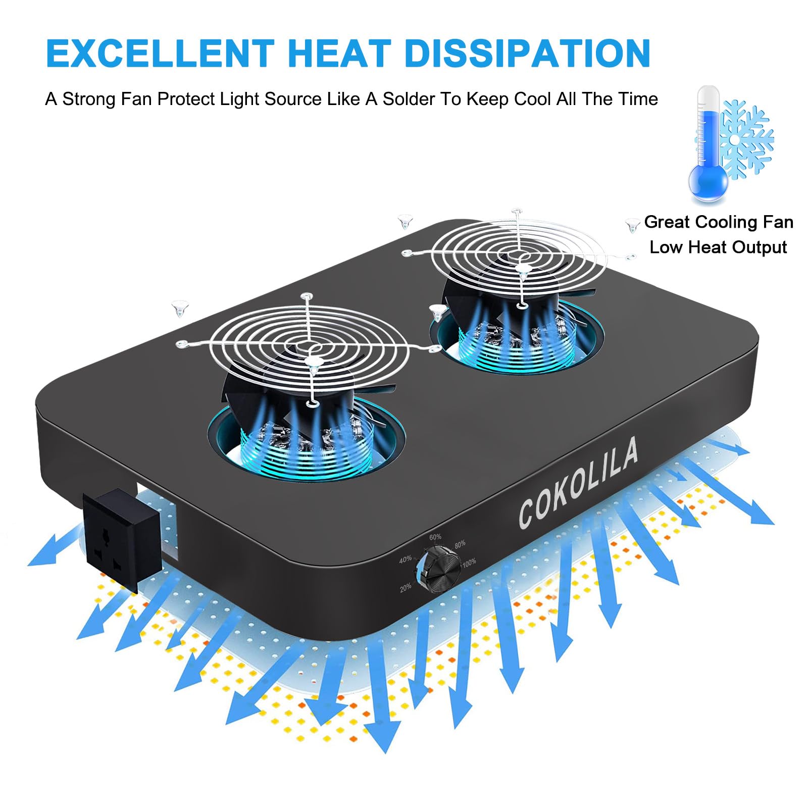 COKOLILA 2000w Dimmerabile Lampada per Piante, High PPFD Sunlike Spettro Completo lampada da coltivazione, luce piante con UV e IR, Funzione catena margherita per piante e verdure da interno
