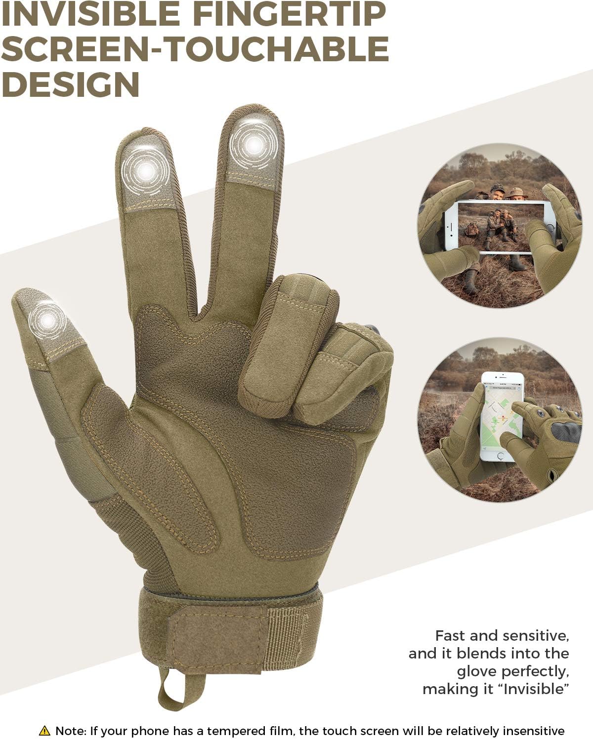 kemimoto Tactical Gloves, Touchscreen Military Combat Gloves with Hard Knuckle for Men Hunting, Shooting, Airsoft, Paintball, Hiking, Camping, Motorcycle Gloves : Sports & Outdoors