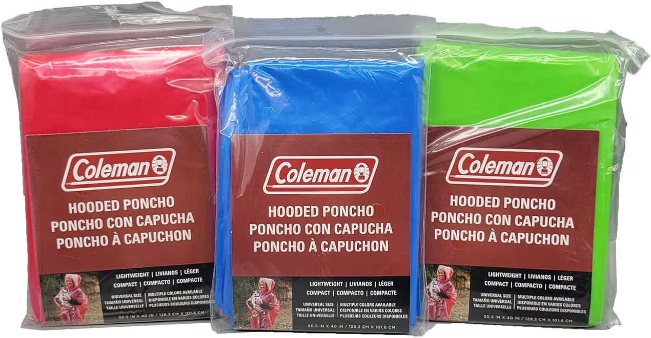 Coleman 2158003 Emergency Poncho, 1 Size Fits All, 40 x 50.5-in. x .02-Mm. - Quantity 6