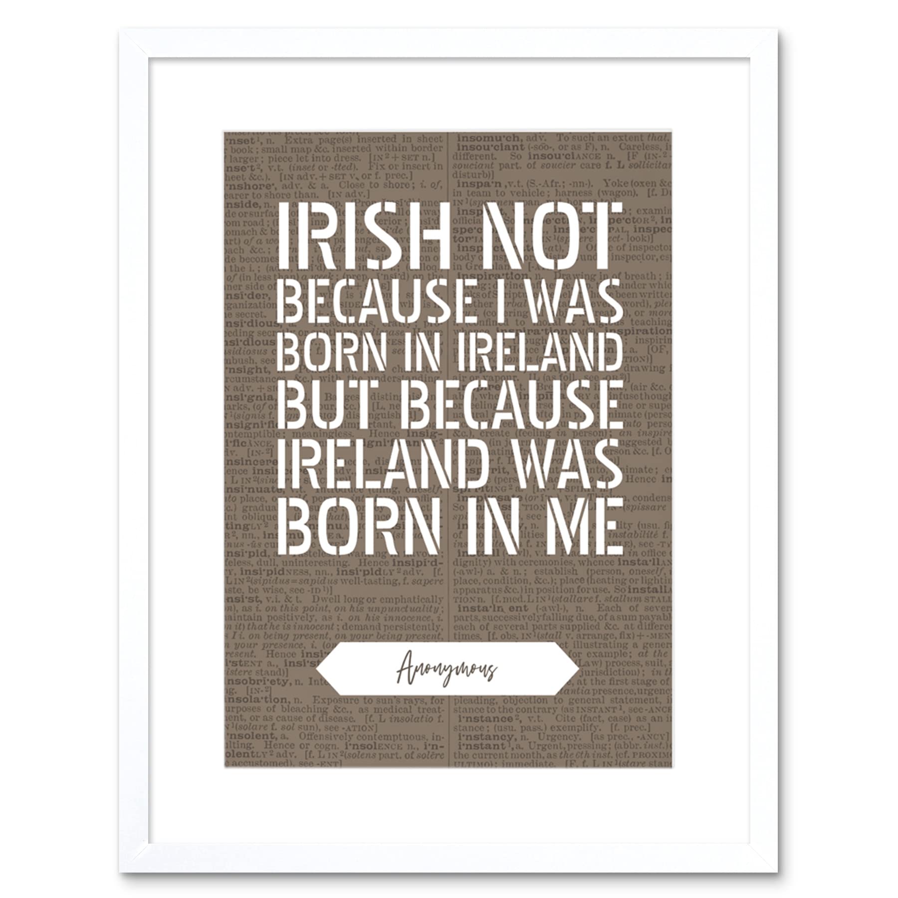 Artery8 Dictionary Page Quote St Patricks Day Ireland Irish Artwork Framed Wall Art Print 9X7 Inch