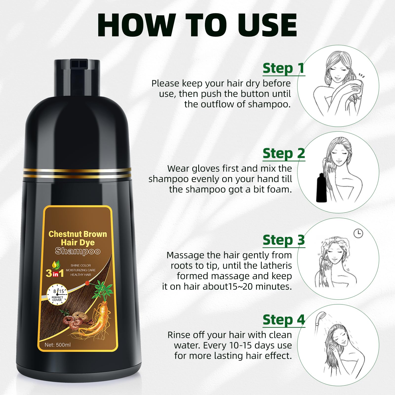 3-in-1 Herbal Hair Color Shampoo for Gray Hair