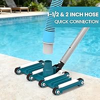 Vista 2 de POOLWHALE Cabezal de vacío de piscina flexible de 14 pulgadas con ruedas, mango giratorio de control de dirección para piscinas enterradas y sobre