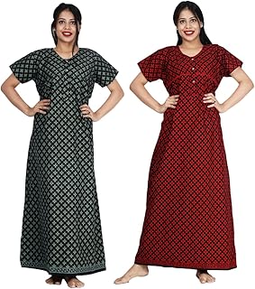 Wristy Womens Cotton Comfortable Cotton Maternity Nighty (Multicolor, Free Size) Combo Pack of 2 Pieces