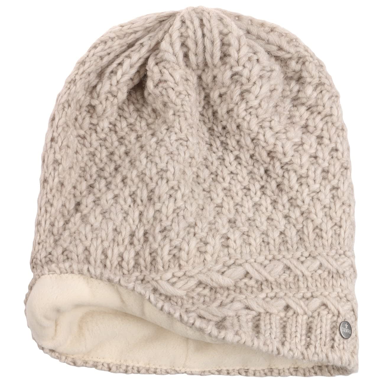 Lierys Pinea Gorro de Punto con Forro de vellón Mujer Hombre con Lana de Alpaca y Lana Virgen Made in Germany Gorro Sobredimensionado Otoño Invierno