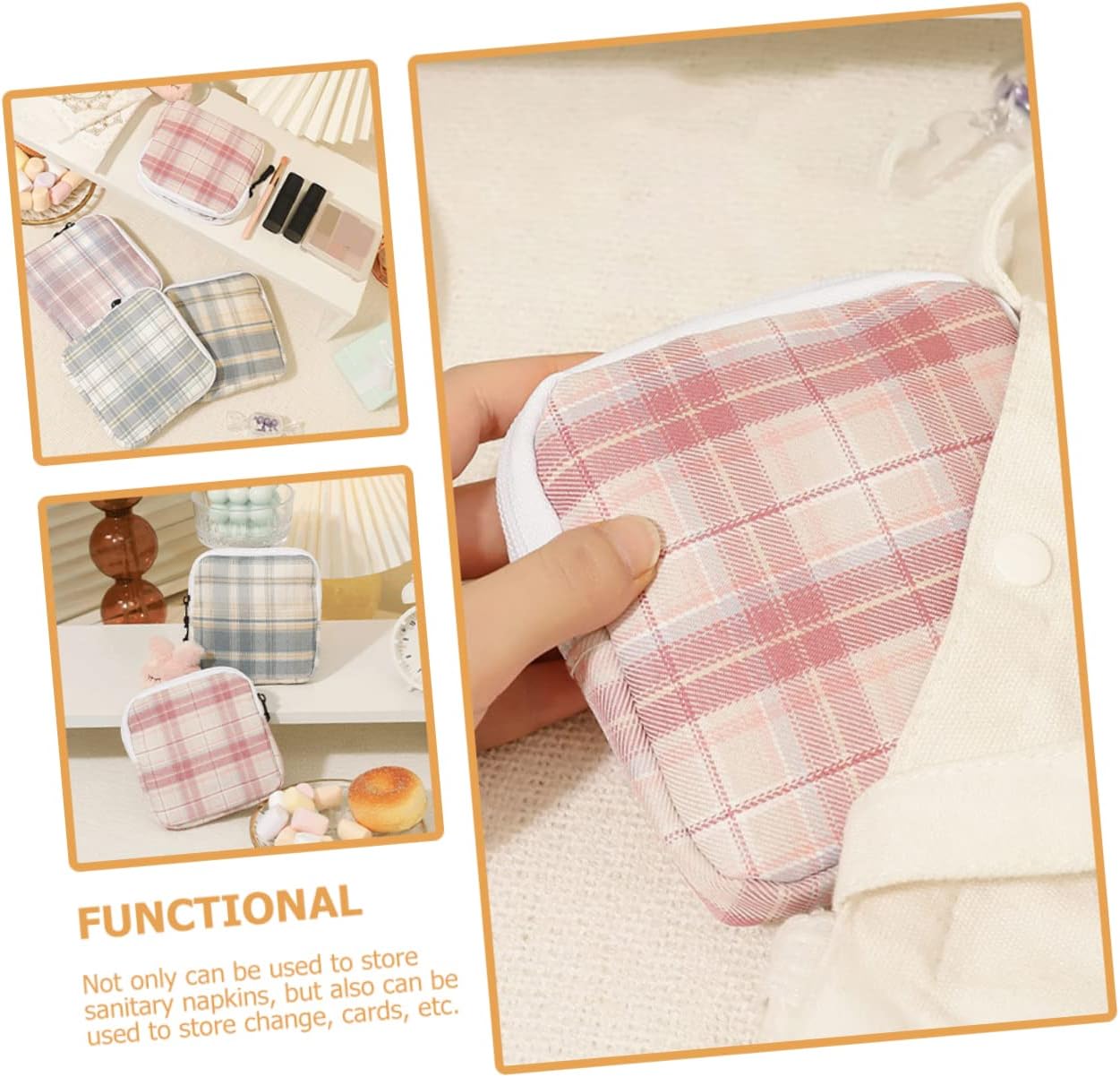 Adorable Period Bag 4pcs Cotton Zipper Storage Pouch image 4