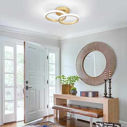 Miniatura 2 de CANEOE Lámpara LED para pasillo, 6000 K, luz blanca fría moderna de techo, lámparas de techo cuadradas doradas para pasillo, sala de estar,