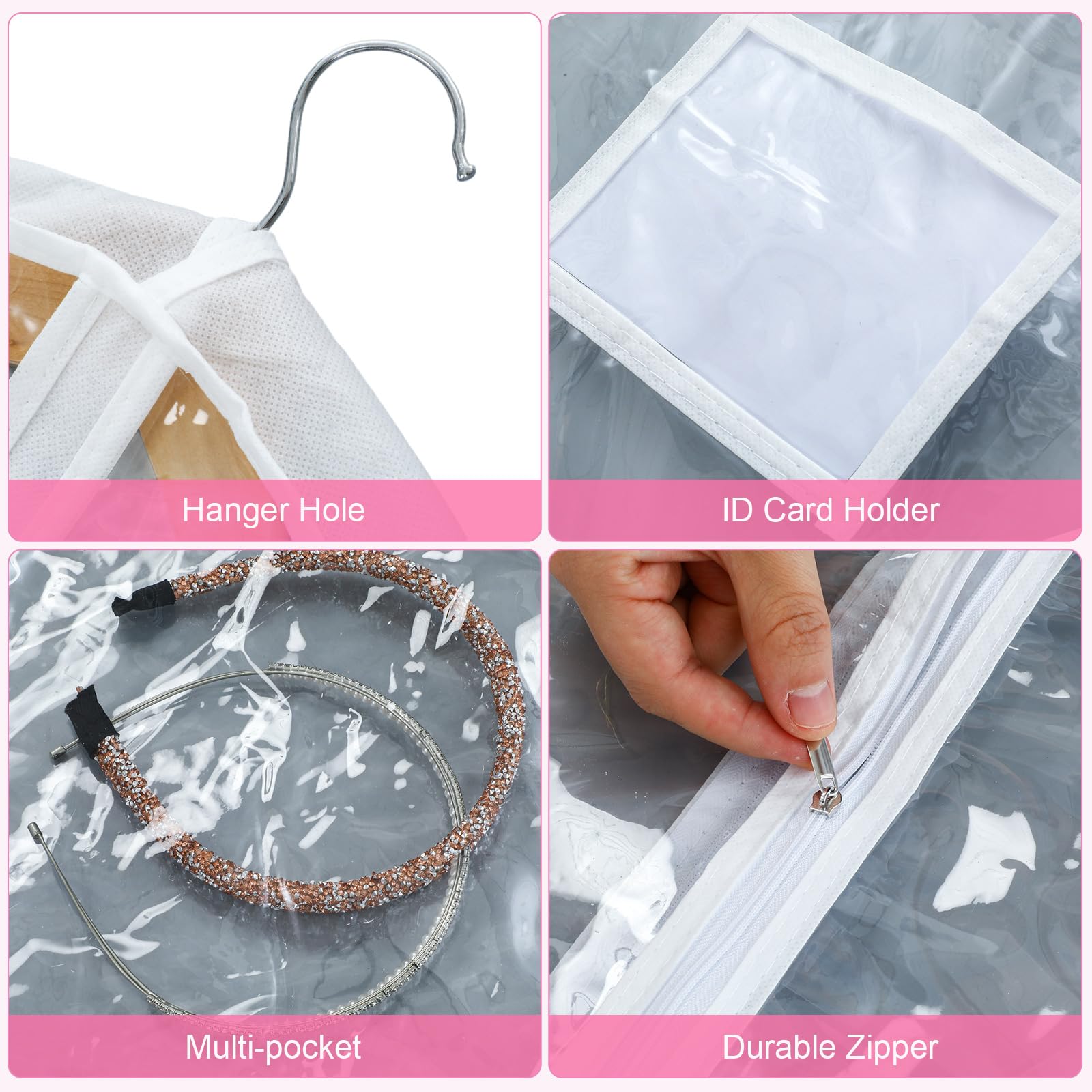 14 bolsas de ropa para disfraces de baile, PVC transparente con cremalleras, bolsa de trajes de 61 x 127 cm, bolsa con bolsillos, organizador de disfraces de baile para funda de