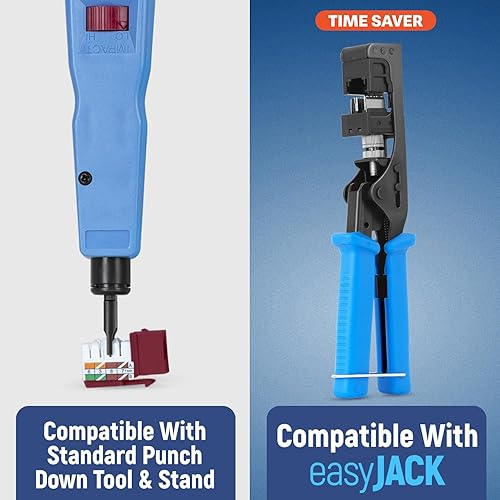 Miniatura 11 de Everest - Paquete de 10 conectores Keystone RJ45 Cat6 en ángulo de 90°, color blanco, conectores RJ45 hembra de perfil delgado, conector Keystone