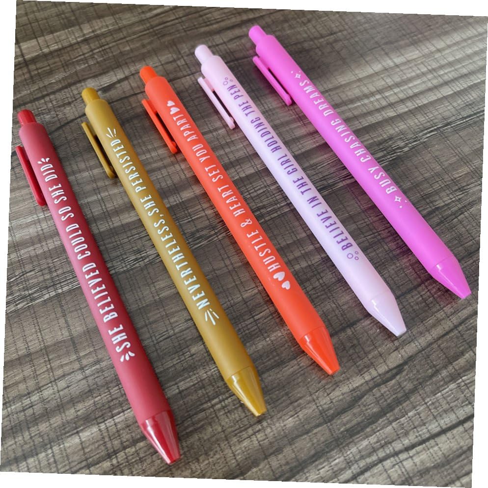 Set de 5 bolígrafos gel con frases motivacionales para mujeres miniatura 7