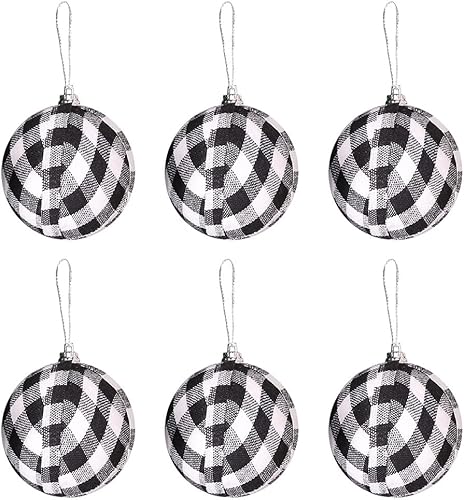 Miniatura 2 de 6 esferas decorativas de Navidad, inastillables, para colgar en el árbol de Navidad, bodas, fiestas, 2.8 in, espuma a cuadros, para colgar en la