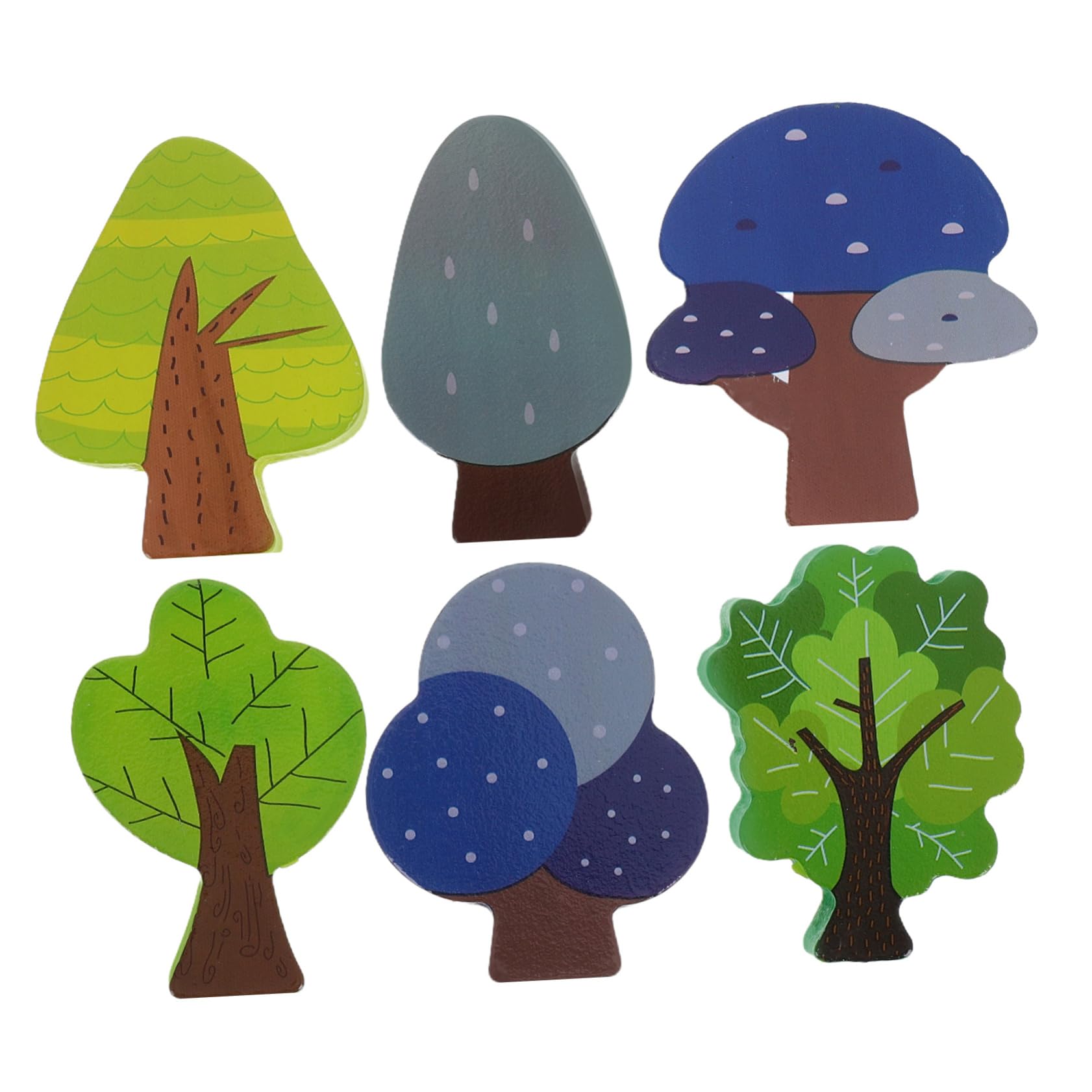 Generic 6PCS Mini Wooden Tree Set Forest Trees for Train Track Accessories Safe Natural Wood Enhances Play Scenes Compatible with Train