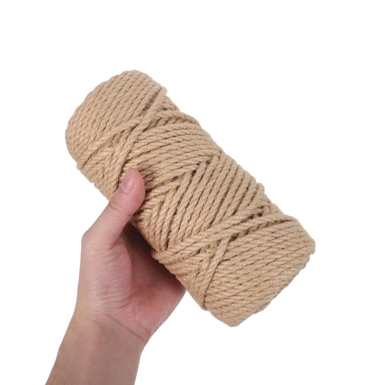 Geflochtenes Hanfseil 2 Rollen Khaki, Heavy Duty, Verhedderungsfrei | Naturfaser für Verpackungen, Professionelle Bastelprojekte, Minimalistischer Rustikaler Stil, Selbstgemacht Enthusiasten