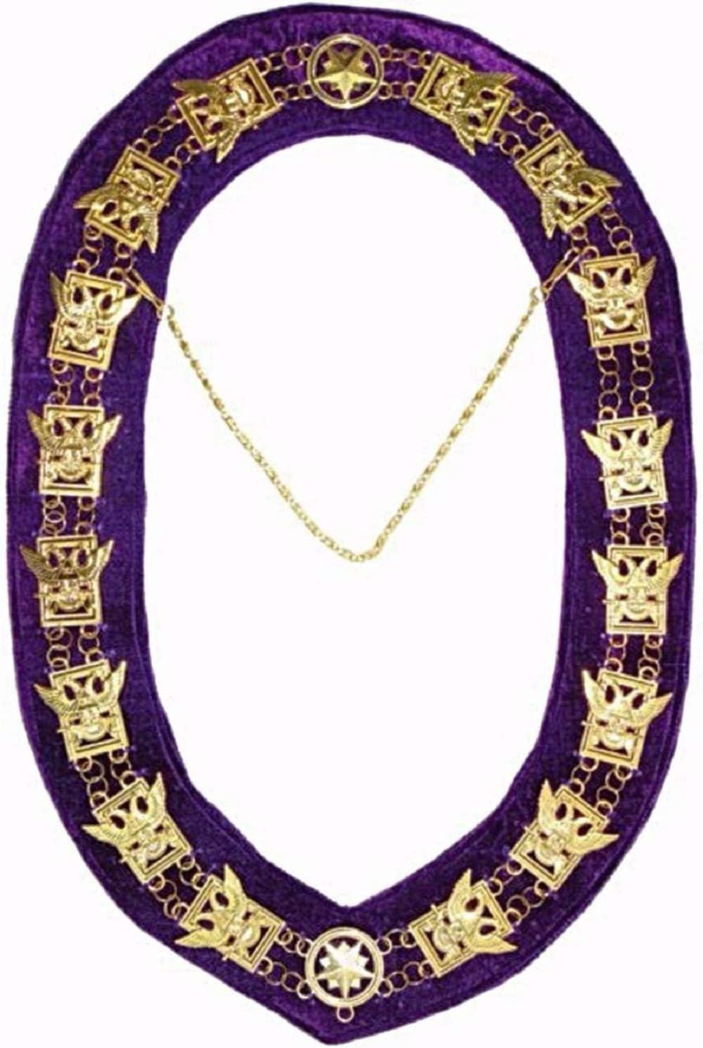 OES - Regalia Chain Collar - Gold/Silver on Purple + Free Case